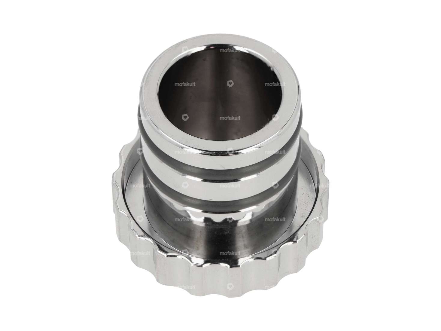 66HEROES bouchon de réservoir "66HEROES" ondulé chrome | Piaggio Ciao, Bravo Carousel Image 2