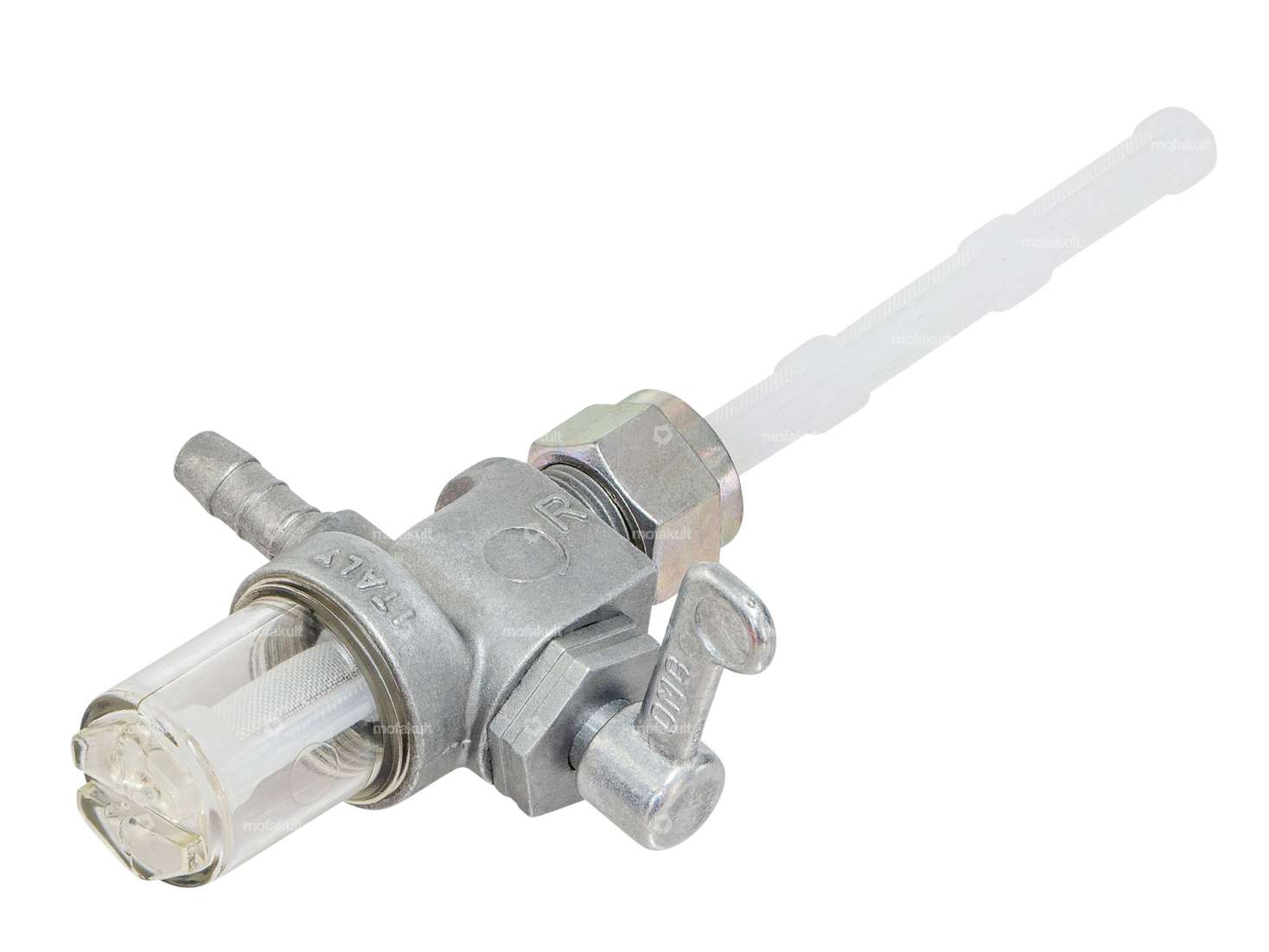 OMG Benzinhahn M12x1 Vollguss 90° nach hinten mit Filterkammer Carousel Image 2