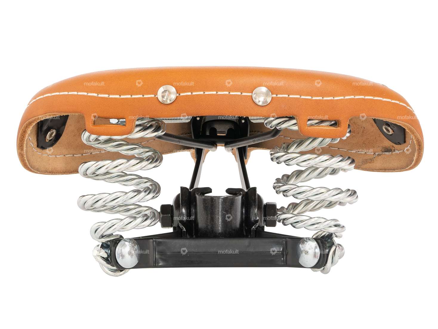 selle old England cuir véritable ressort tonneau marron Carousel Image 3