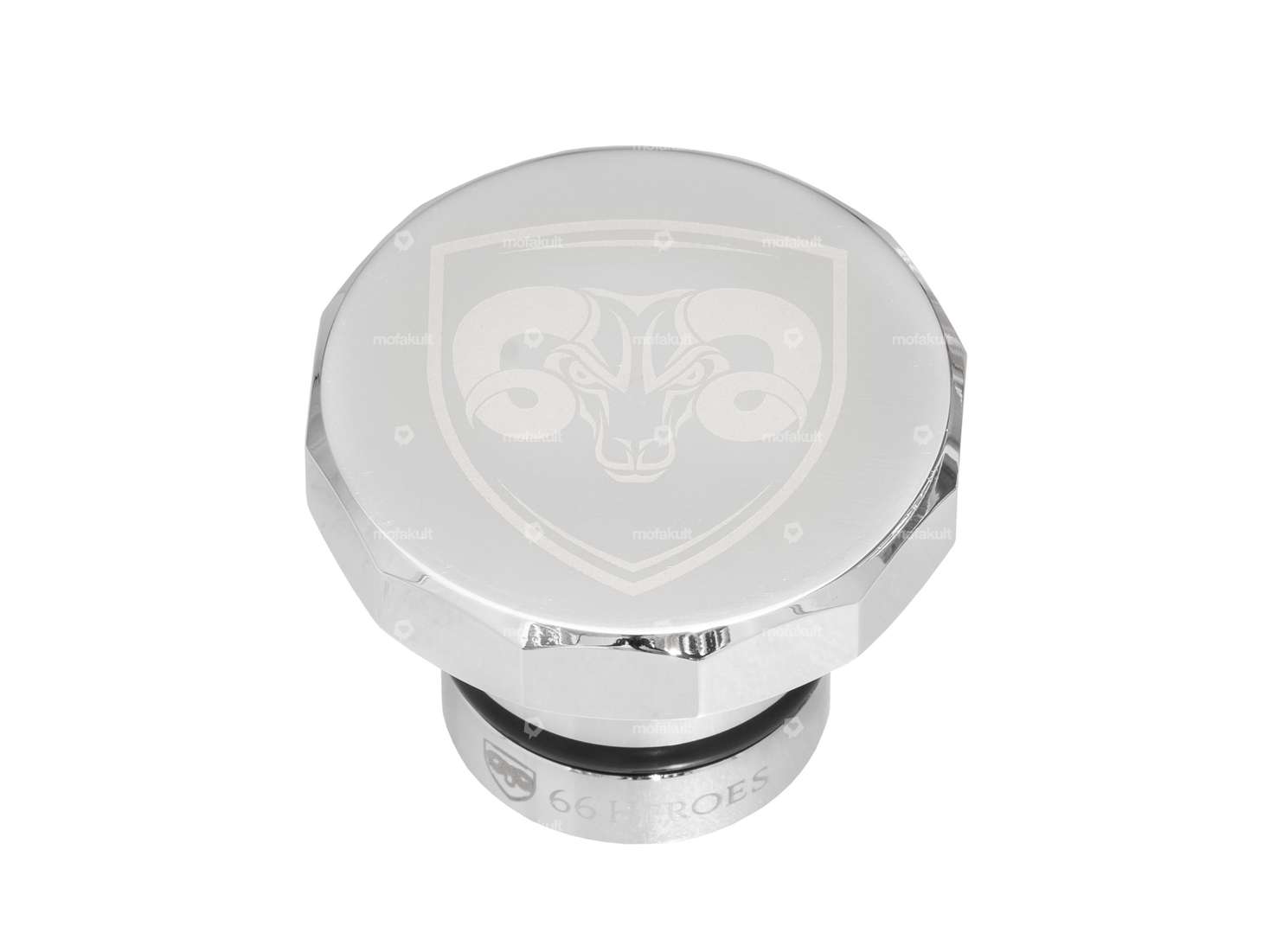 66HEROES gas cap square "66HEROES" chrome | Puch Carousel Image 1