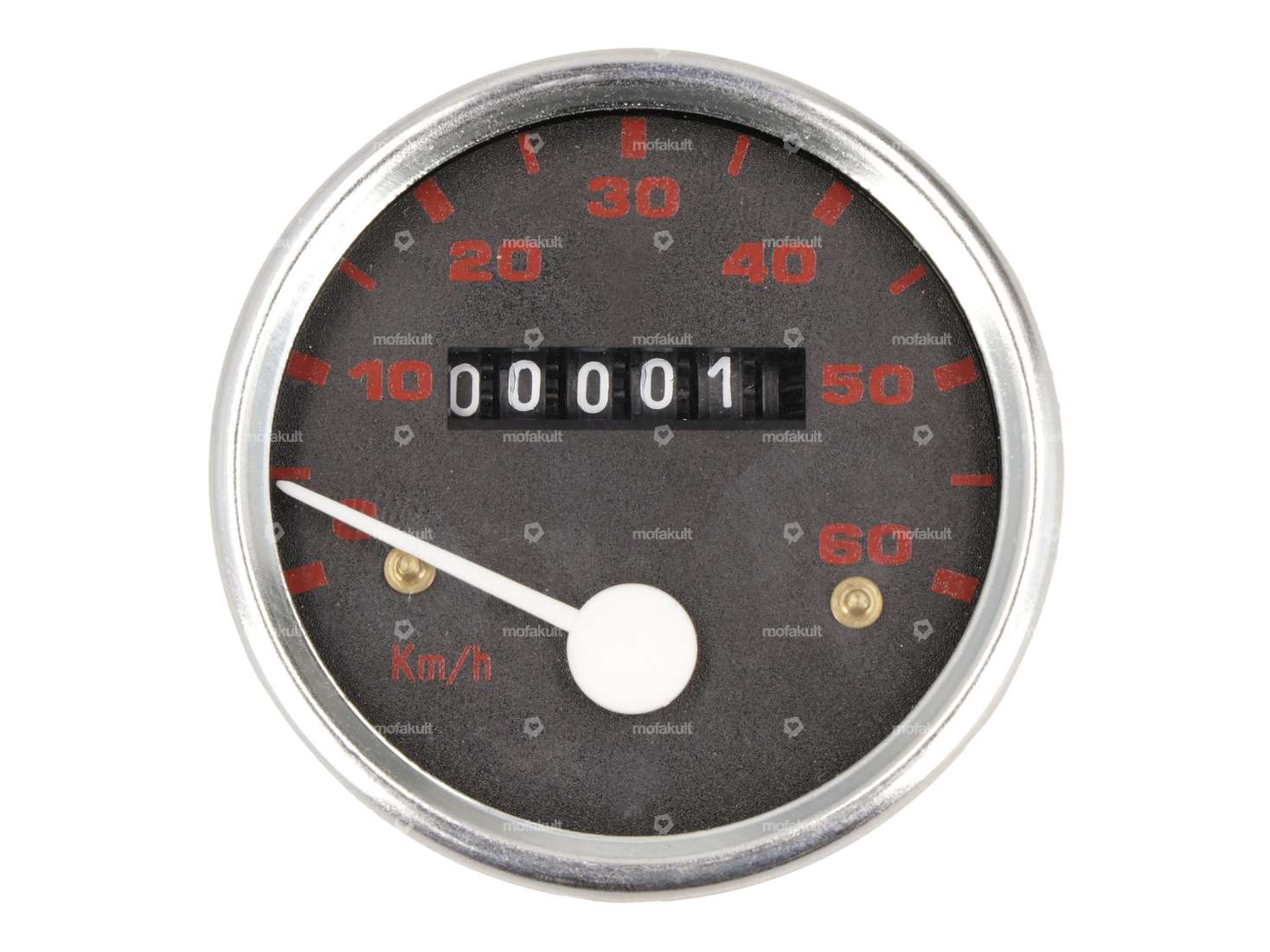 Tachymètre Transval 60 km/h Ø 60 mm (noir / cadran rouge) Carousel Image 2