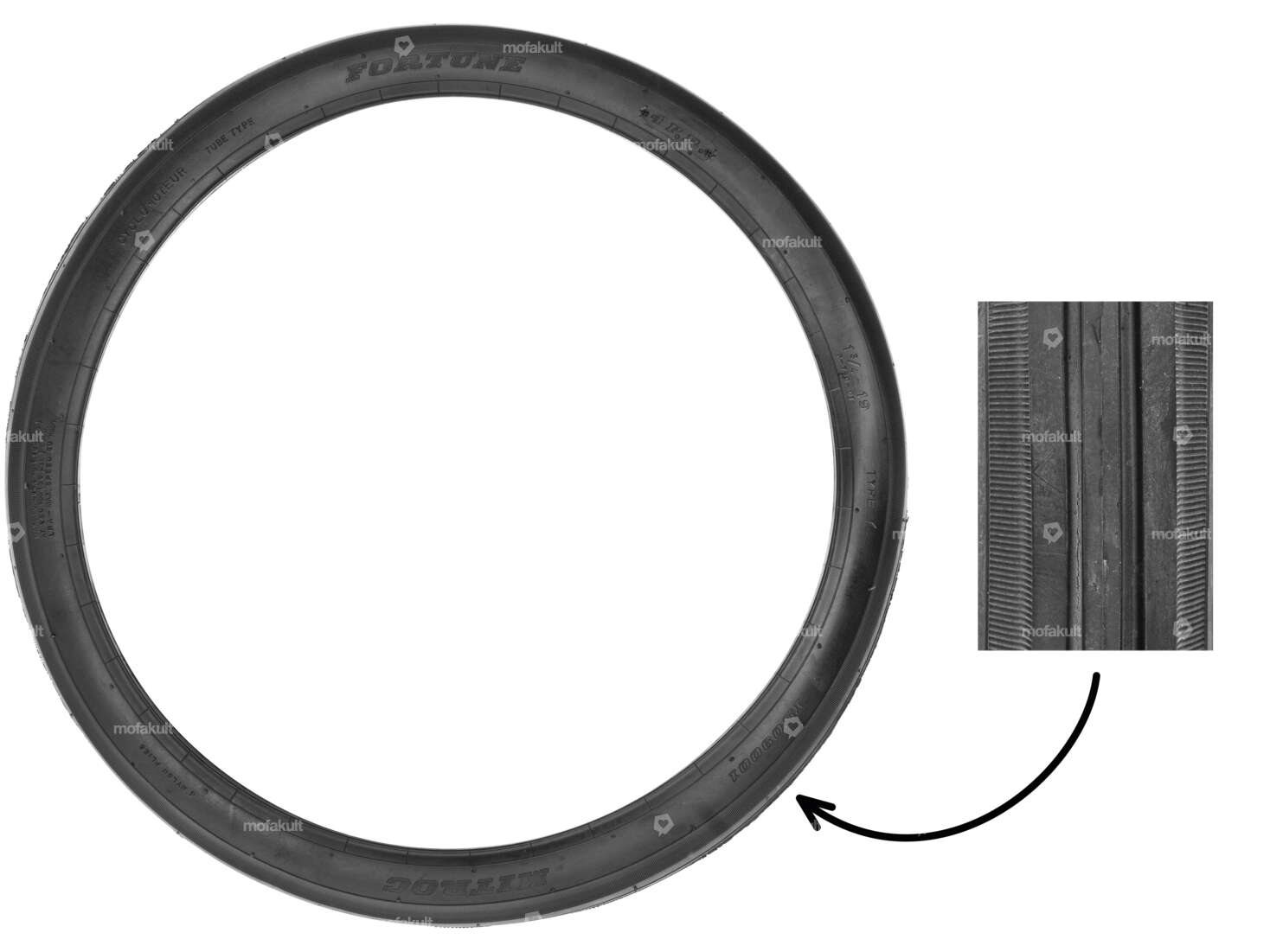 Pneu Fortune 1.75 x 19" F-750 4P.R. Rouleaux de friction | Solex Carousel Image 1