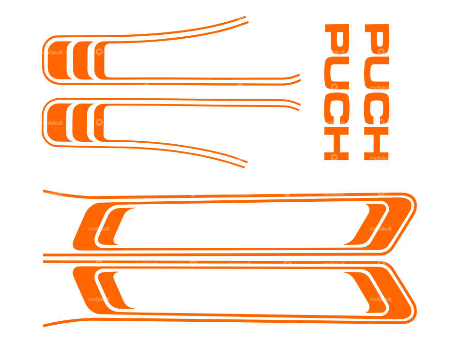 Kit d'autocollants réservoir & cadre orange (qualité 1A) Folienplot | Puch Maxi S Carousel Image 1