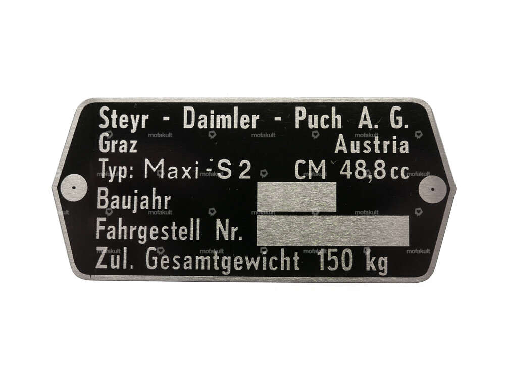 Plaque signalétique | Puch Maxi S2 Austria Carousel Image 1