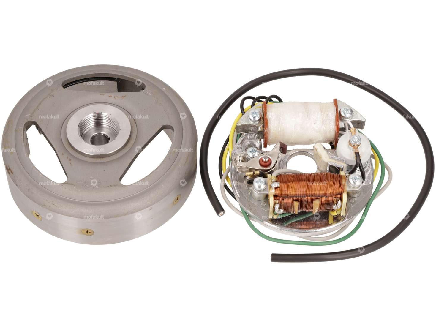 Zündplatte mit Zusatzspule & Schwungrad | ILO G50 / Victoria M50, M51 Carousel Image 1