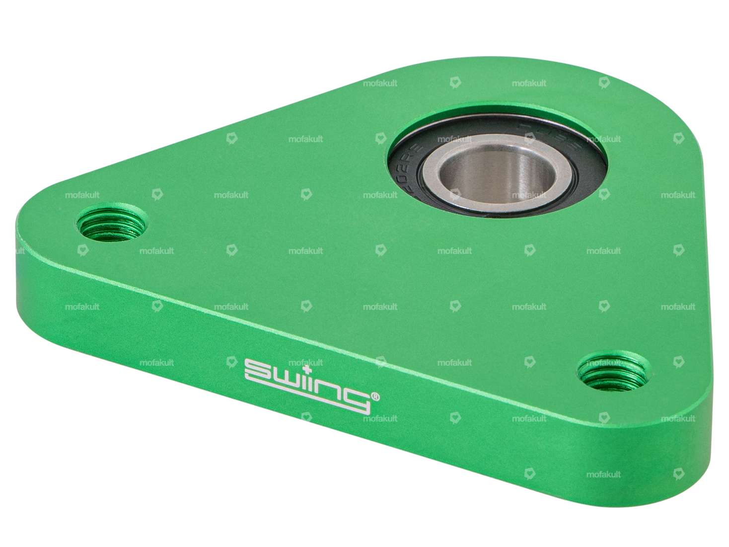 swiing Plaque de palier triangulaire Racing en aluminium vert | Piaggio Ciao, SI, Bravo, Boxer Carousel Image 2