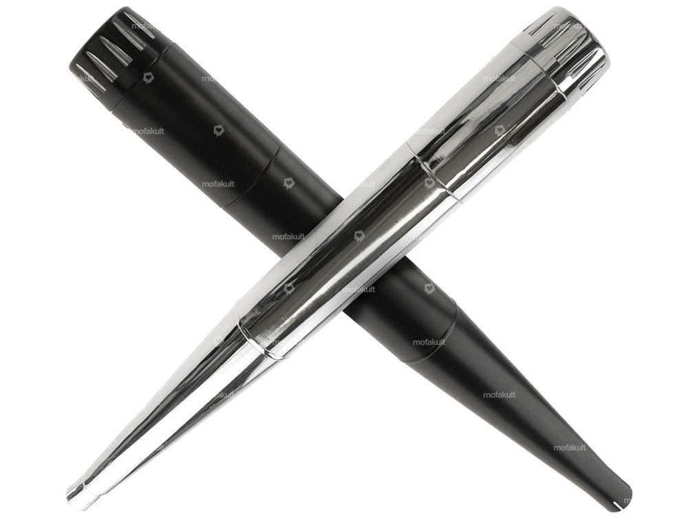 66HEROES Echappement X-Pipe 28 mm Chrome / noir CNC embout Carousel Image 1