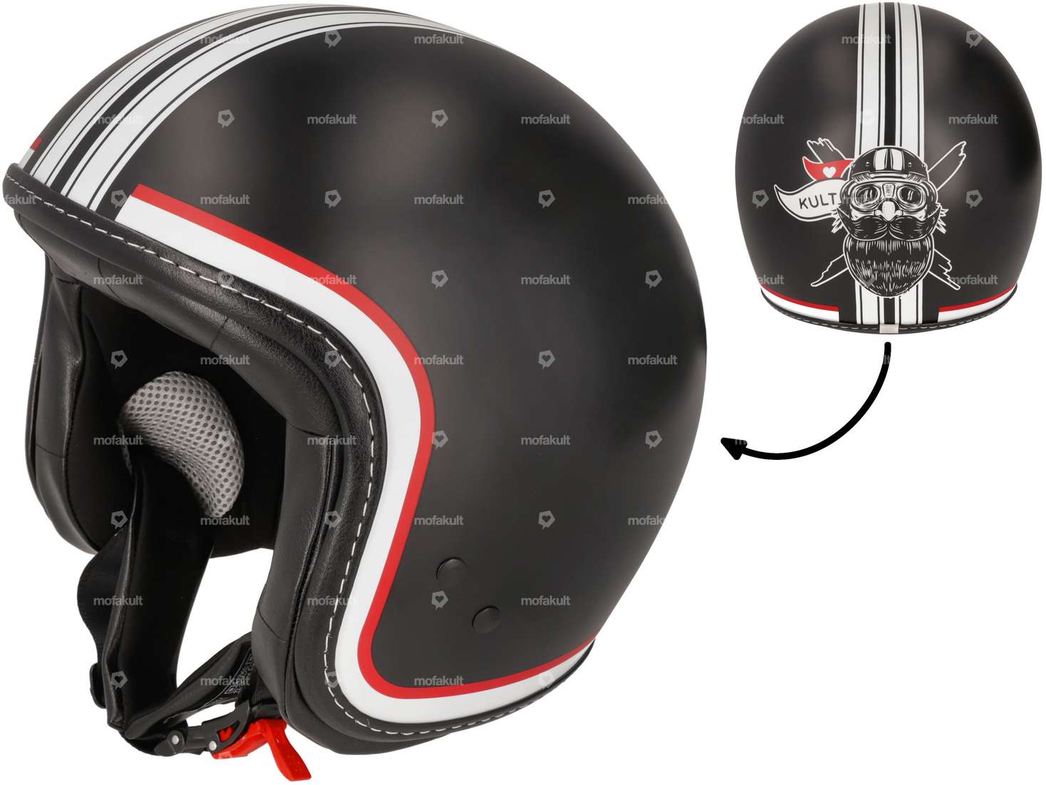 Mofakultwear casque jet "barbu Bernhard" noir (XS / S) Carousel Image 1