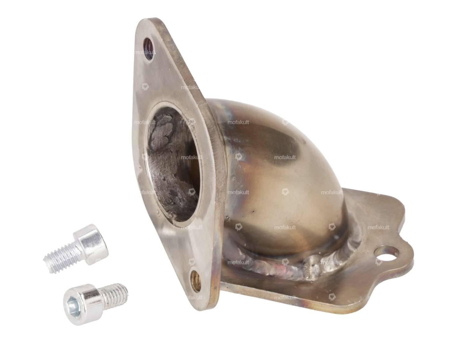 Intake manifold 29 mm ADDY GME engine housing "der.pruefstand" Inox | Puch E50 Carousel Image 1