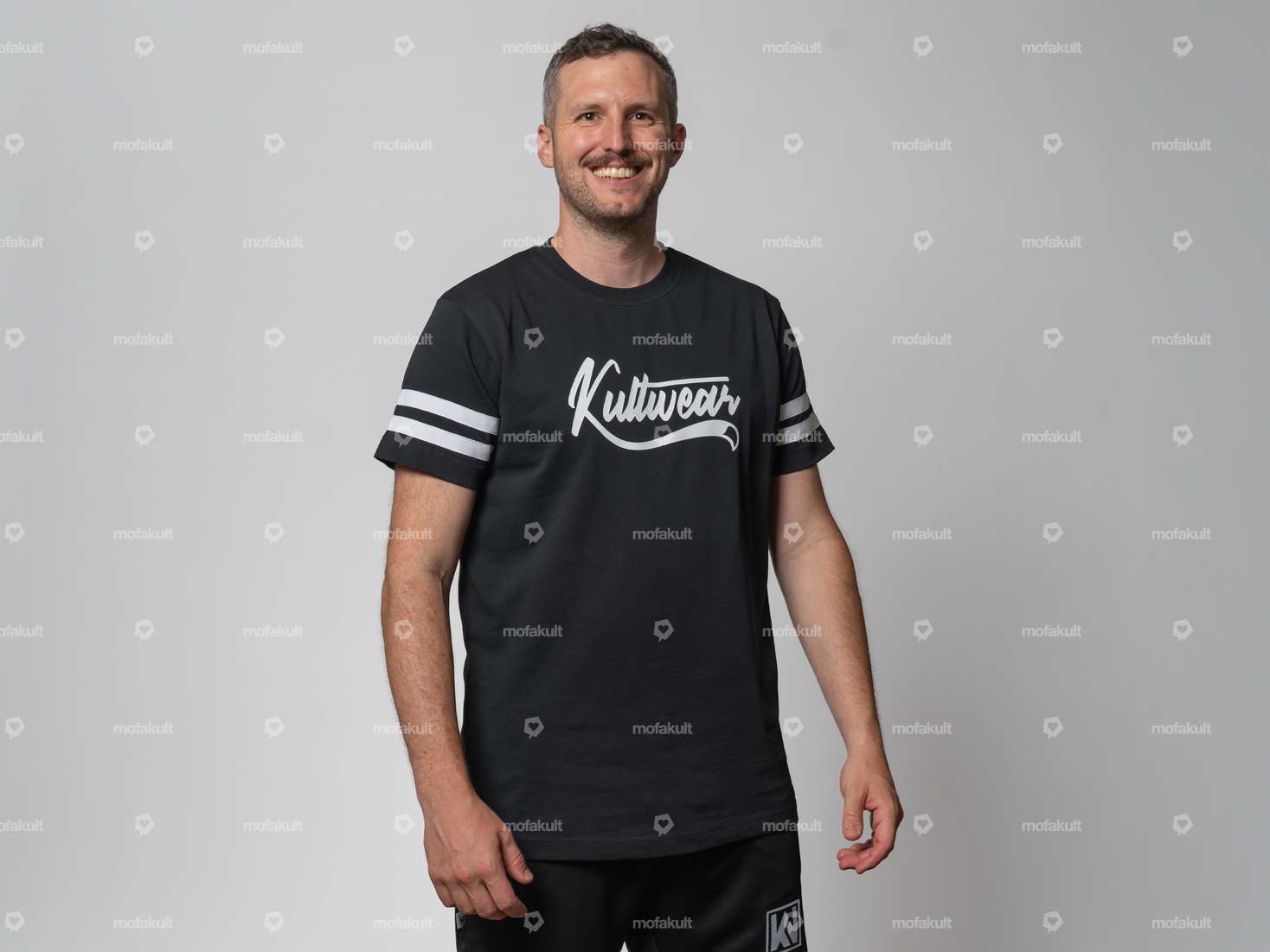 KULTWEAR T-shirt "Crew" noir / blanc Carousel Image 1