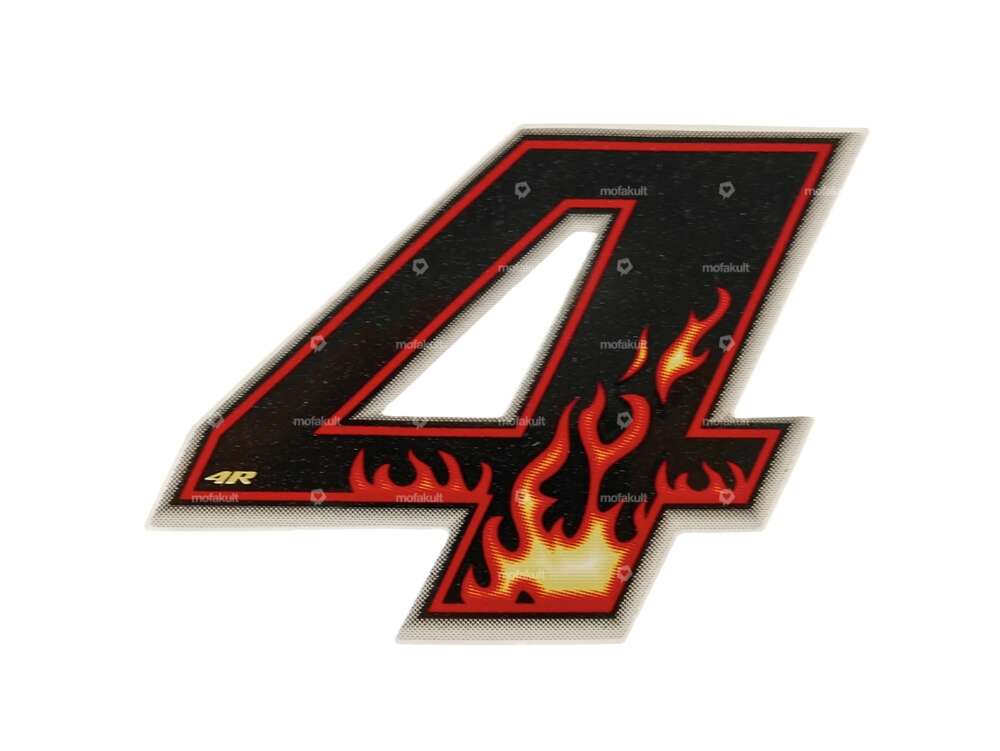Autocollant Number 4 Flame (hauteur 65 mm) Carousel Image 1
