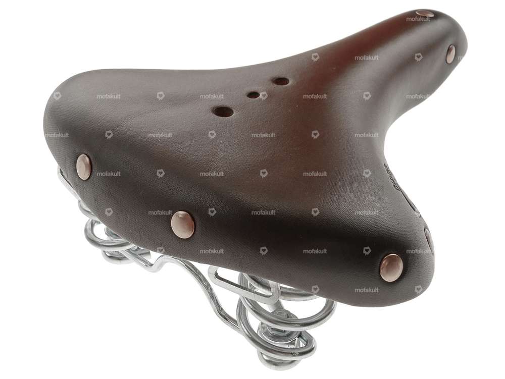 Selle Charleston en cuir véritable Vintage à ressort tonneau marron Carousel Image 2