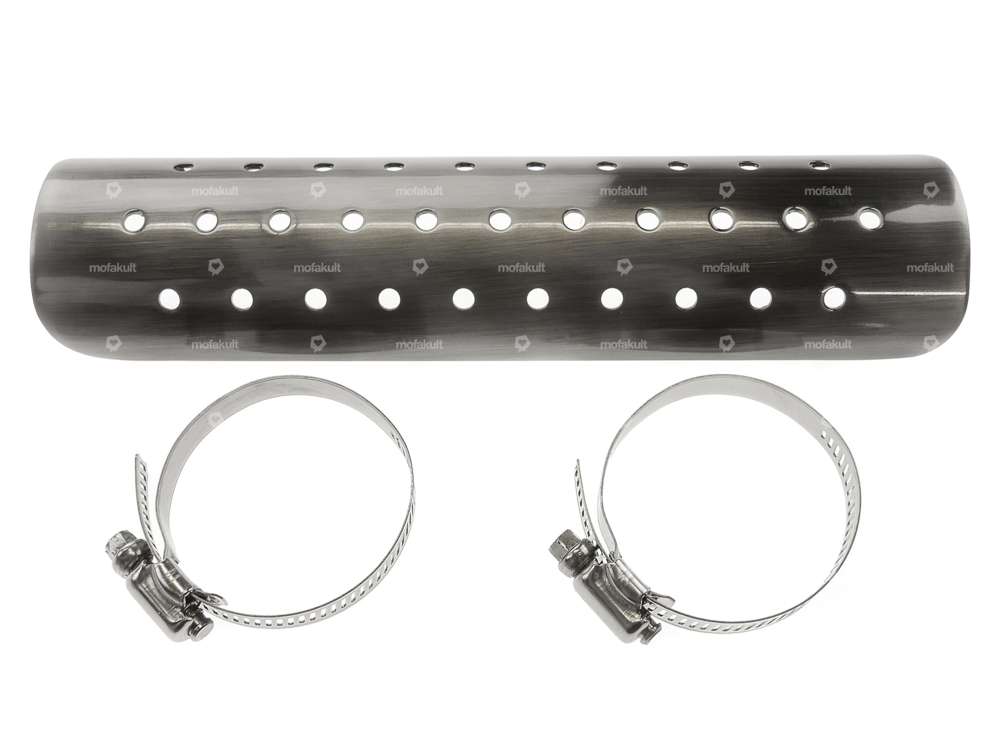 Auspuff Hitzeblech Löcher Stahl gebürstet (230 mm) Carousel Image 1