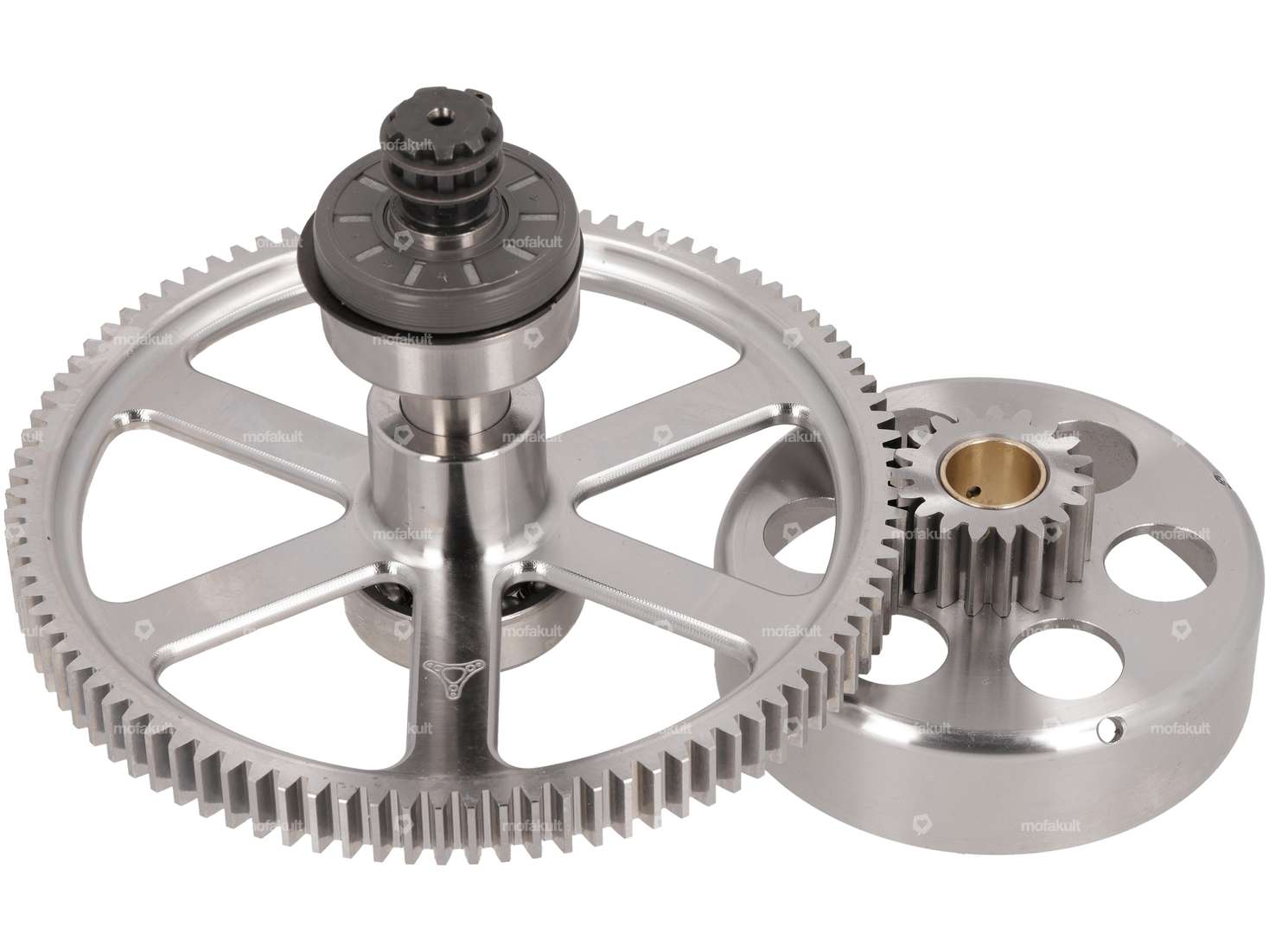 ASP Corbeille d'embrayage & jeu de pignons droits 19:94 dents KTM SX50 CNC | Puch E50 Carousel Image 1