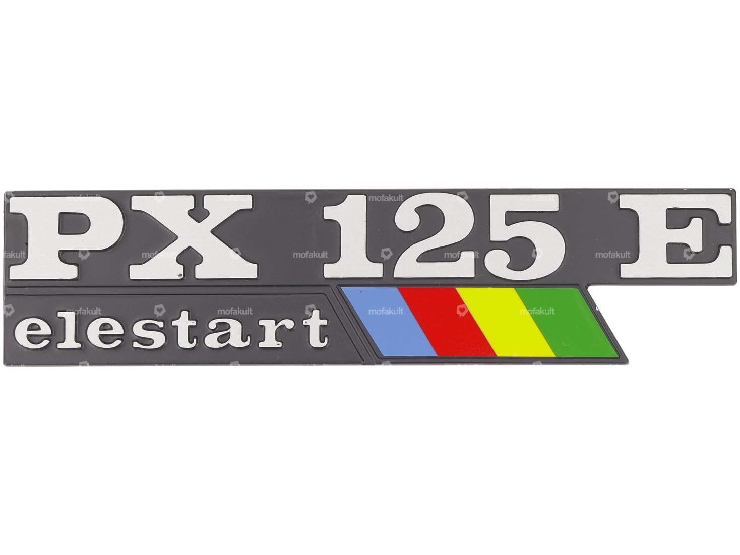 RMS Emblem Seitenhaube links «PX 125 E Elestart» Aluminium | Vespa PX125 E Carousel Image 1