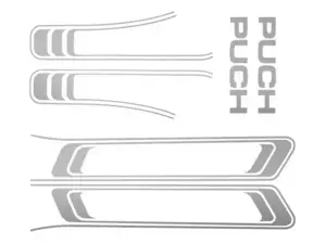 Kit d'autocollants pour réservoir et cadre argenté (qualité 1A) | Puch Maxi S Kit d'autocollants pour réservoir et cadre argenté (qualité 1A) | Puch Maxi S