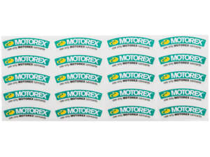 Feuille d'autocollants Motorex 60 x 15 mm incurvée (20 pcs.) Feuille d'autocollants Motorex 60 x 15 mm incurvée (20 pcs.)
