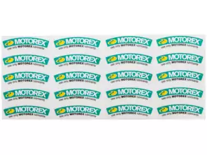 Feuille d'autocollants Motorex 60 x 15 mm incurvée (20 pcs.) Feuille d'autocollants Motorex 60 x 15 mm incurvée (20 pcs.)