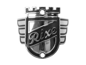 «Rixe» Markenschild am Steuerrohr (gebogen) «Rixe» Markenschild am Steuerrohr (gebogen)