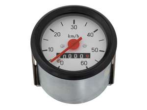 Tachymètre 60 km/h Ø 60 mm (cadran blanc) Tachymètre 60 km/h Ø 60 mm (cadran blanc)