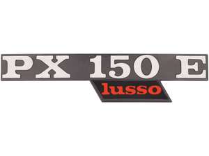 CIF emblème capot latéral gauche "PX 150 E lusso" aluminium | Vespa PX150 Lusso CIF emblème capot latéral gauche "PX 150 E lusso" aluminium | Vespa PX150 Lusso