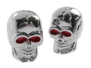 Bouchons de valve tête de mort chrome Bouchons de valve tête de mort chrome