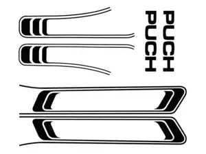 Kit d'autocollants réservoir & cadre noir film support PVC | Puch Maxi S Kit d'autocollants réservoir & cadre noir film support PVC | Puch Maxi S