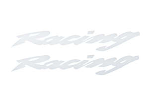 Autocollants « Racing » 15 x 3 cm, blancs (la paire) Autocollants « Racing » 15 x 3 cm, blancs (la paire)