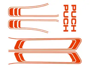 Adhesive set tank & frame orange (1A quality) Foil plot | Puch Maxi S Adhesive set tank & frame orange (1A quality) Foil plot | Puch Maxi S