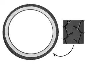 Pneu Mitas 2.75 x 17" MC11 Semi-Slick paroi blanche Pneu Mitas 2.75 x 17" MC11 Semi-Slick paroi blanche