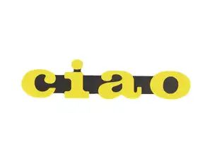 Emblem «ciao» Kunststoff 3D gelb / schwarz Emblem «ciao» Kunststoff 3D gelb / schwarz