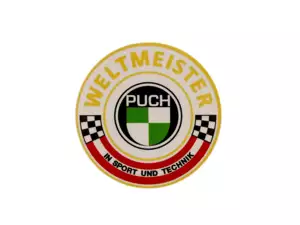 Autocollant "Puch champion du monde" Ø 53 mm Autocollant "Puch champion du monde" Ø 53 mm