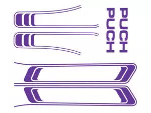 Kit d'autocollants réservoir & cadre violet (qualité 1A) Folienplot | Puch Maxi S Kit d'autocollants réservoir & cadre violet (qualité 1A) Folienplot | Puch Maxi S