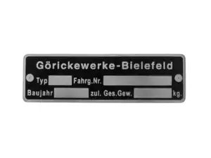 Plaque signalétique | Göricke Plaque signalétique | Göricke