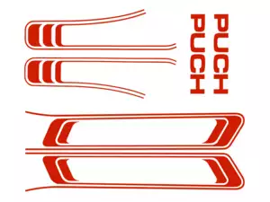 Kit d'autocollants réservoir & cadre rouge (qualité 1A) Folienplot | Puch Maxi S Kit d'autocollants réservoir & cadre rouge (qualité 1A) Folienplot | Puch Maxi S