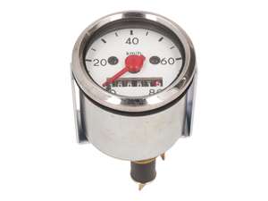 Tachymètre 80 km/h Ø 48 mm éclairé (cadran blanc) Tachymètre 80 km/h Ø 48 mm éclairé (cadran blanc)